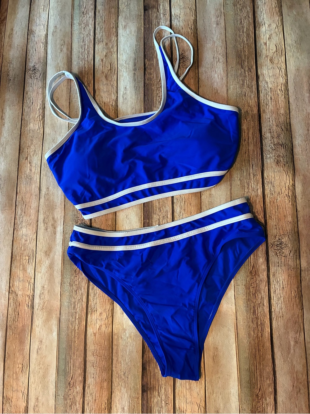 Royal Blue Two-Piece Bikini with White Trim XL